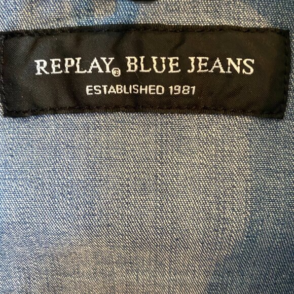 Replay Blue Jeans Denim Shirt with Turquoise Buttons - Picture 9 of 10